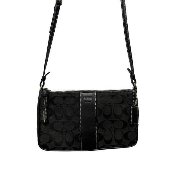 Coach Y2K Signature 2003 Vintage Black On Black Logo Crossbody Bag - L2J-6338 - Picture 1 of 16